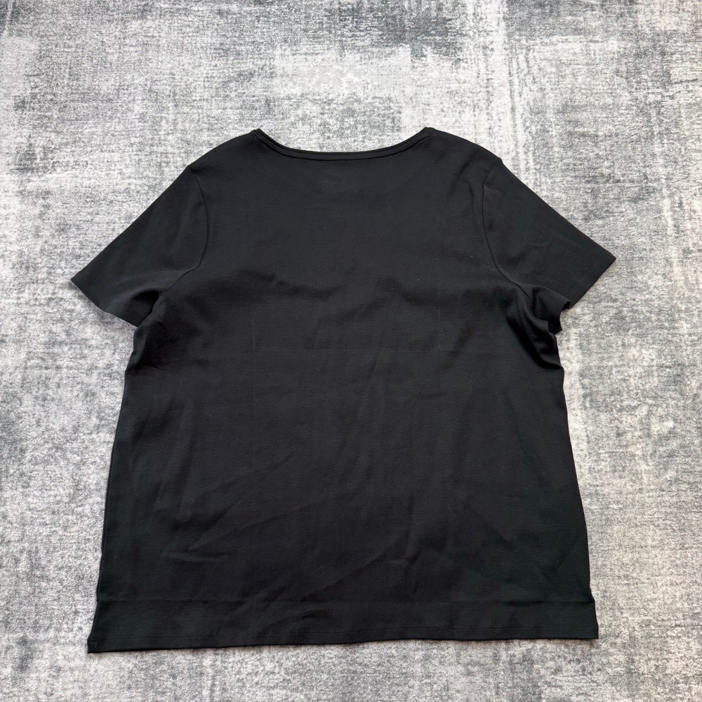 Talbots Tee Shirt Womens 3X‎ Plus Black Short Sleeve Pima Cotton T-Shirt Minimal - Picture 5 of 8